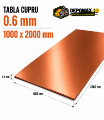 Tabla cupru 0.6mm – 1000 x 2000 mm – EN Cu-DHP